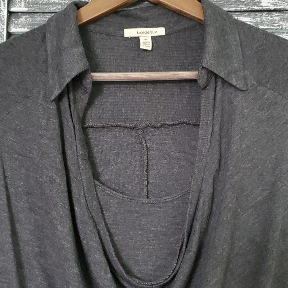 Bordeaux Woman's Small Modal Charcoal grey collared shirt - Picture 3 of 7